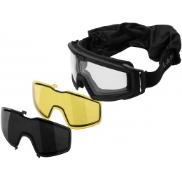 Lancer Tactical Rage Protective Black Airsoft Goggles - SMOKE/YELLOW/CLEAR LENS