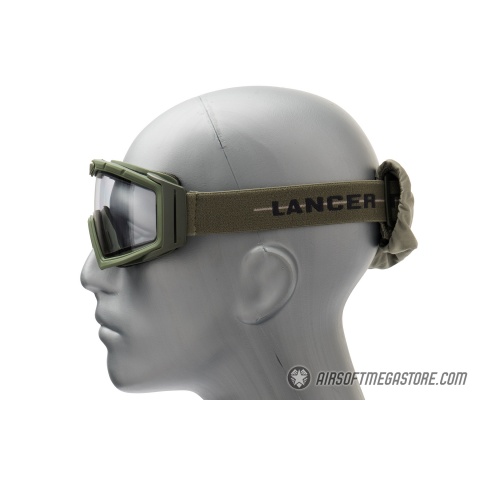 Lancer Tactical Rage Protective Green Airsoft Goggles - SMOKE/YELLOW/CLEAR LENS