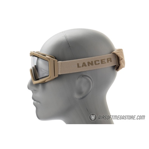 Lancer Tactical Rage Protective Tan Airsoft Goggles - SMOKE/YELLOW/CLEAR LENS