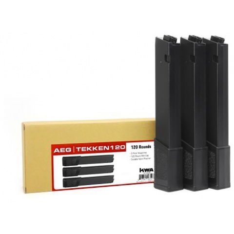 KWA 120rd TK.45 Mid Capacity Airsoft AEG Magazine [3-Pack] - BLACK