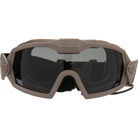 G-Force Full Seal Airsoft Goggles w/ Built-In Fan [Smoke/Clear Lens] - TAN