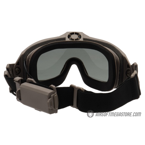 G-Force Full Seal Airsoft Goggles w/ Built-In Fan [Smoke/Clear Lens] - TAN