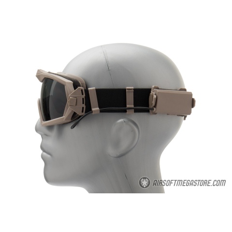 G-Force Full Seal Airsoft Goggles w/ Built-In Fan [Smoke/Clear Lens] - TAN
