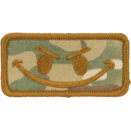 G-Force Devious Smiley Face Embroidered Morale Patch - TAN / CAMO