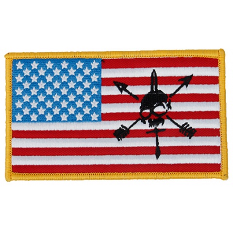 G-Force American Flag and Skull Embroidered Morale Patch - RED / WHITE / BLUE / BLACK