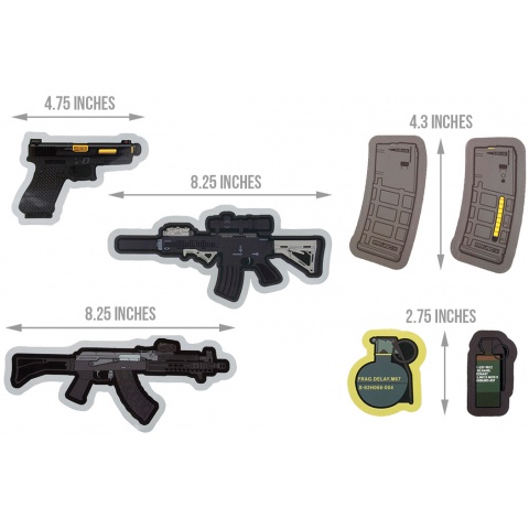 G-Force 7 Pack of Assorted Rifle, Pistol and Grenade Stickers - VARIOUS