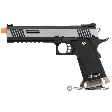 WE Tech 1911 Hi-Capa T-Rex Competition Gas Blowback Airsoft Pistol w/ Sight Mount - TWO TONE / SILVER