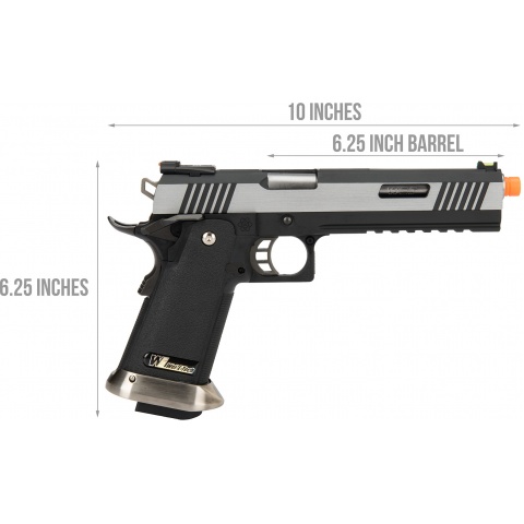 WE Tech 1911 Hi-Capa T-Rex Competition Gas Blowback Airsoft Pistol w/ Sight Mount - TWO TONE / SILVER