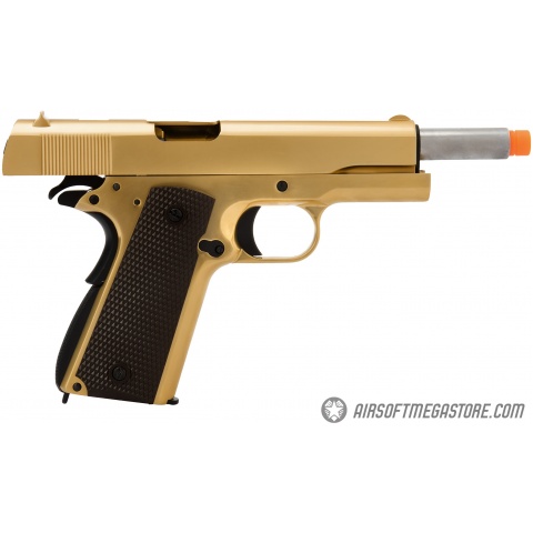 WE Tech 1911 A1 Gold Plated Airsoft Gas Blowback Pistol - GOLD