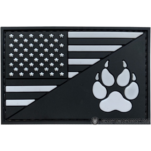 G-Force American Flag and K9 Paw PVC Morale Patch - BLACK