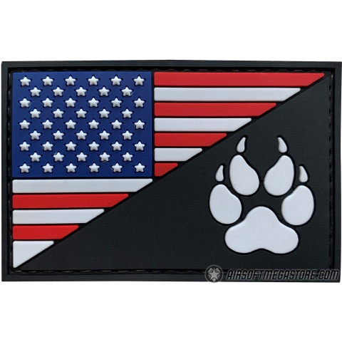 G-Force American Flag and K9 Paw PVC Morale Patch - RED / WHITE / BLUE / BLACK