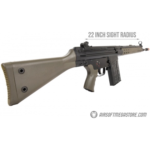 LCT LC-3A3 Full Size AEG Airsoft Rifle w/ Slim Handguard - GREEN