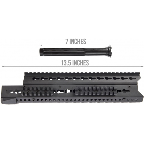 LCT Airsoft 13.5 Inch AK KeyMod Handguard Rail - BLACK