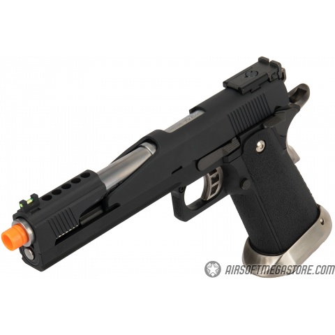 WE-Tech 1911 Hi-Capa T-Rex Competition Gas Blowback Airsoft Pistol w/ Top Ports (Color: Black & Silver)
