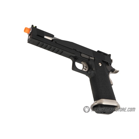 WE-Tech 1911 Hi-Capa T-Rex Competition Gas Blowback Airsoft Pistol w/ Top Ports (Color: Black & Silver)