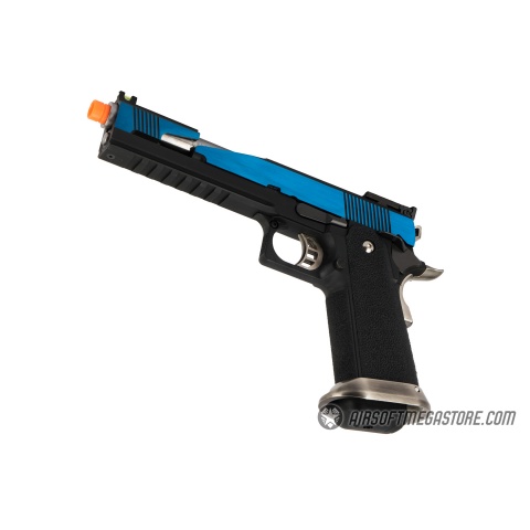 WE Tech 1911 Hi-Capa T-Rex Competition Gas Blowback Airsoft Pistol w/ Top Ports - BLUE / SILVER