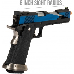 WE Tech 1911 Hi-Capa T-Rex Competition Gas Blowback Airsoft Pistol w/ Top Ports - BLUE / SILVER