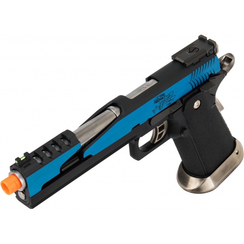 WE Tech 1911 Hi-Capa T-Rex Competition Gas Blowback Airsoft Pistol w/ Top Vent - BLUE / SILVER