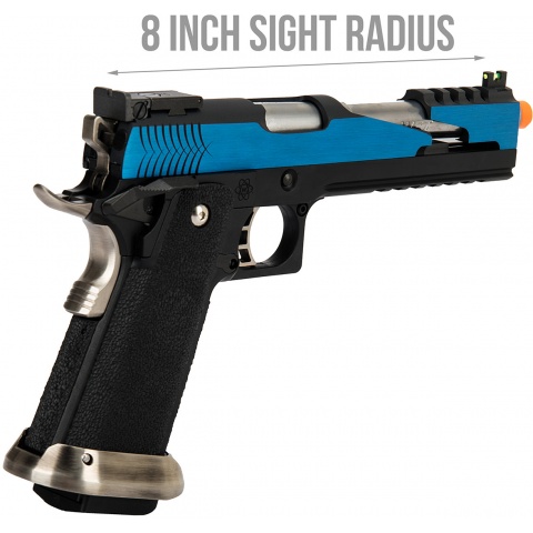 WE Tech 1911 Hi-Capa T-Rex Competition Gas Blowback Airsoft Pistol w/ Top Vent - BLUE / SILVER