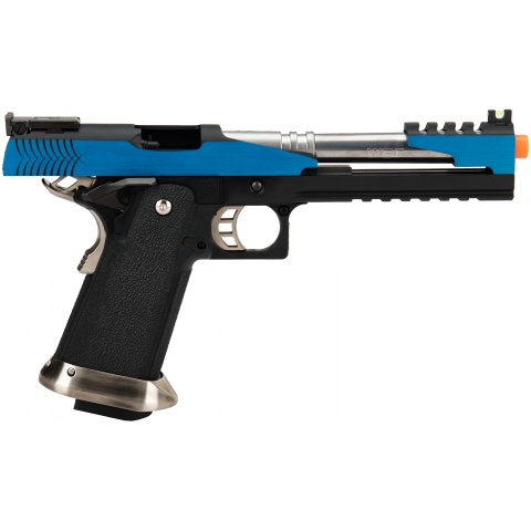 WE Tech 1911 Hi-Capa T-Rex Competition Gas Blowback Airsoft Pistol w/ Top Vent - BLUE / SILVER