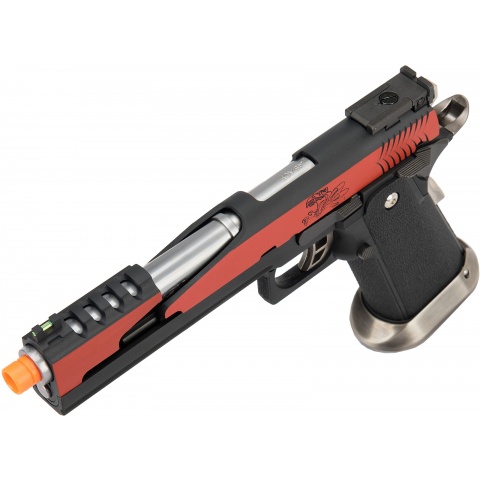 WE Tech 1911 Hi-Capa T-Rex Competition Gas Blowback Airsoft Pistol w/ Top Vent - RED / SILVER