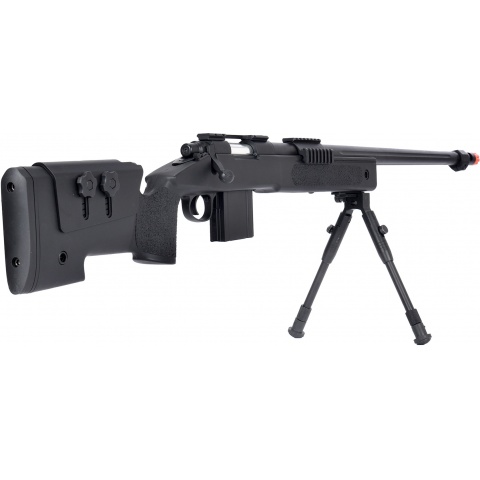 Wellfire MB4416 M40A3 Bolt Action Sniper Rifle w/ Bipod - BLACK