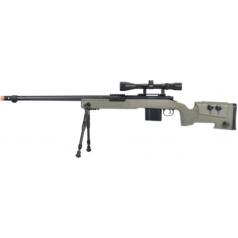 WellFire MB4416 M40A3 Bolt Action Sniper Rifle w/ Scope & Bipod - OD GREEN