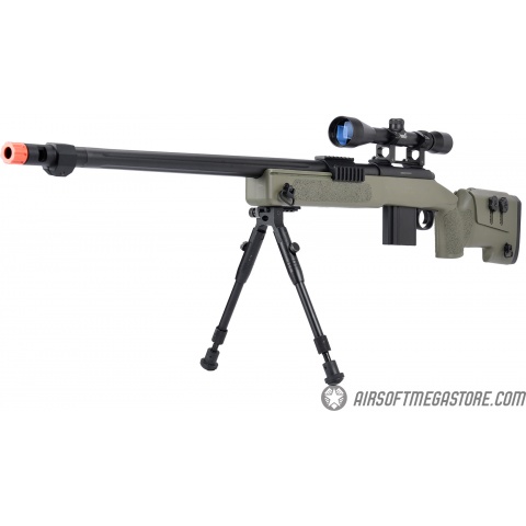 WellFire MB4416 M40A3 Bolt Action Sniper Rifle w/ Scope & Bipod - OD GREEN