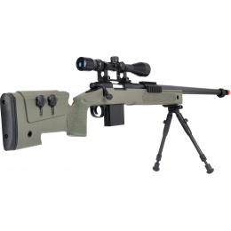 WellFire MB4416 M40A3 Bolt Action Sniper Rifle w/ Scope & Bipod - OD GREEN