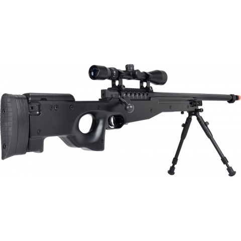 WellFire MB15 L96 Bolt Action Airsoft Sniper Rifle w/ Scope & Bipod - BLACK