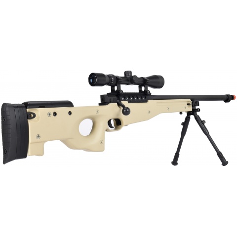 WellFire MB15 L96 Bolt Action Airsoft Sniper Rifle w/ Scope & Bipod - TAN