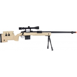 WellFire MB4416 M40A3 Bolt Action Sniper Rifle w/ Scope & Bipod - TAN