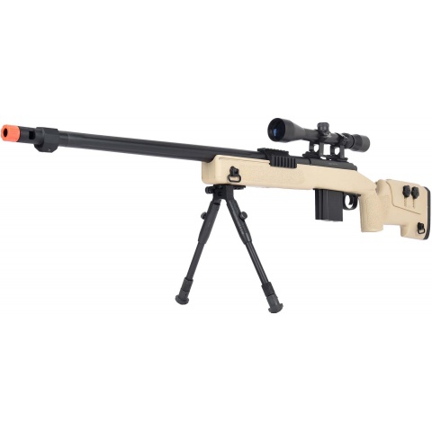 WellFire MB4416 M40A3 Bolt Action Sniper Rifle w/ Scope & Bipod - TAN