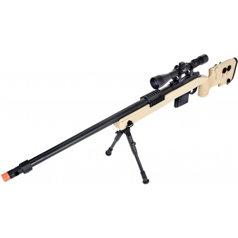 WellFire MB4416 M40A3 Bolt Action Sniper Rifle w/ Scope & Bipod - TAN