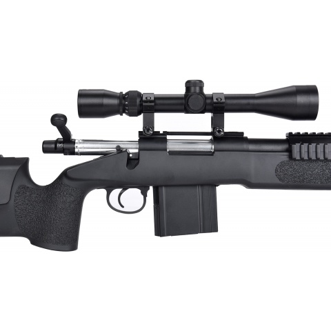 WellFire MB4417 M40A3 Bolt Action Airsoft Sniper Rifle w/ Scope - BLACK