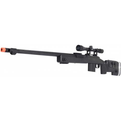 WellFire MB4417 M40A3 Bolt Action Airsoft Sniper Rifle w/ Scope - BLACK