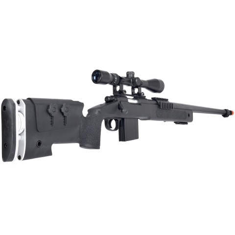 WellFire MB4417 M40A3 Bolt Action Airsoft Sniper Rifle w/ Scope - BLACK