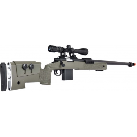WellFire MB4417 M40A3 Bolt Action Airsoft Sniper Rifle w/ Scope - OD GREEN