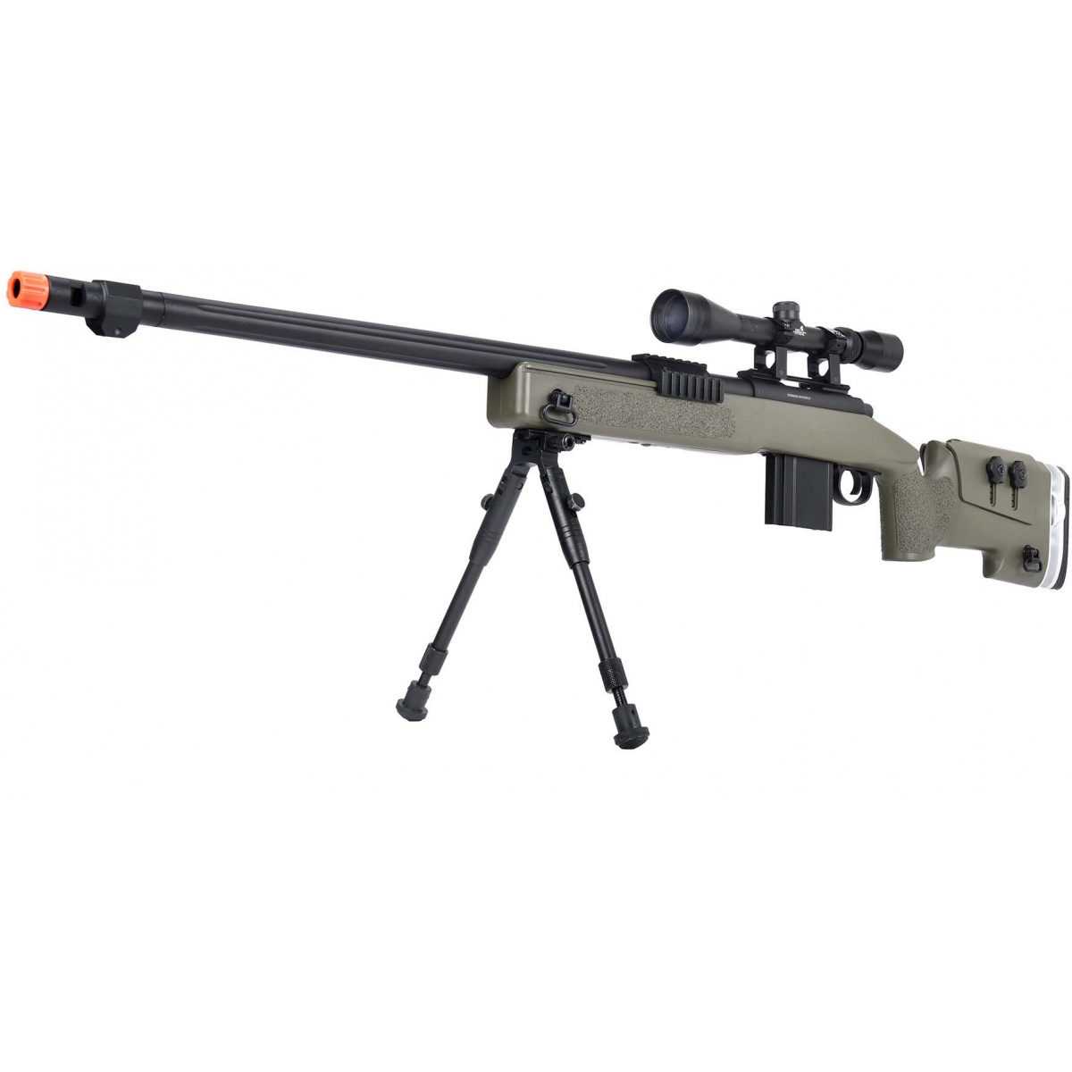 WellFire MB4417 M40A3 Bolt Action Airsoft Sniper Rifle w/ Scope & Bipod