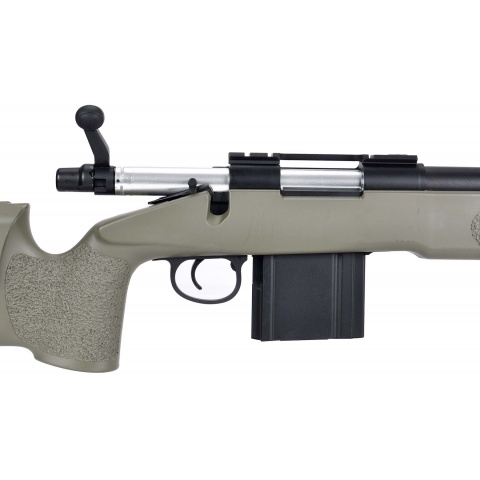 WellFire MB4417 M40A3 Bolt Action Airsoft Sniper Rifle w/ Bipod - OD GREEN