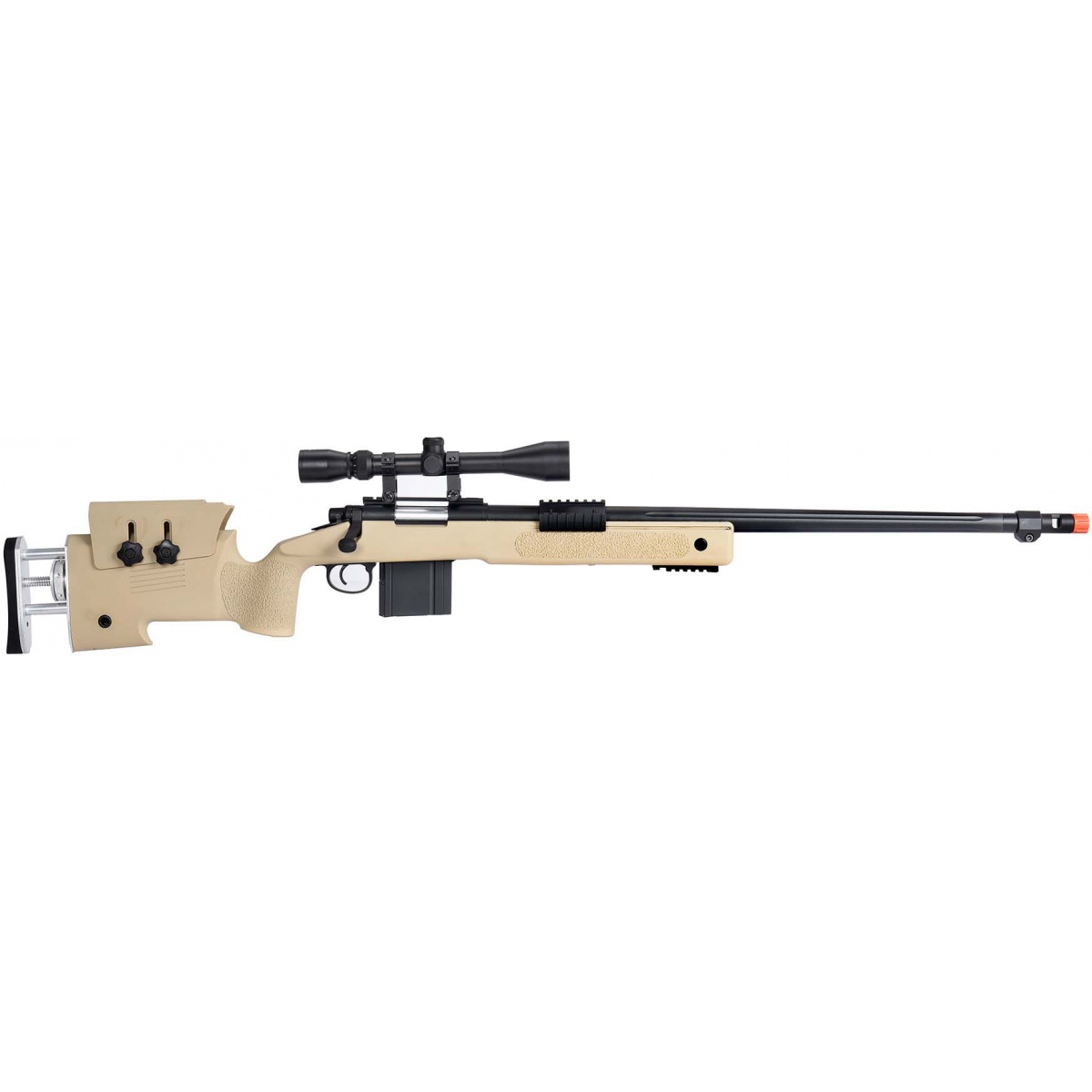 WellFire MB4417 M40A3 Bolt Action Airsoft Sniper Rifle w/ Scope TAN