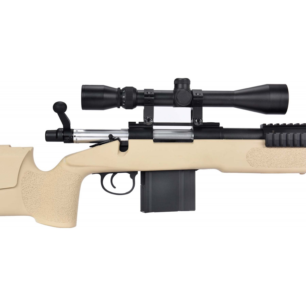 WellFire MB4417 M40A3 Bolt Action Airsoft Sniper Rifle w/ Scope TAN