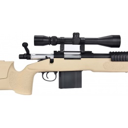WellFire MB4417 M40A3 Bolt Action Airsoft Sniper Rifle w/ Scope & Bipod - TAN