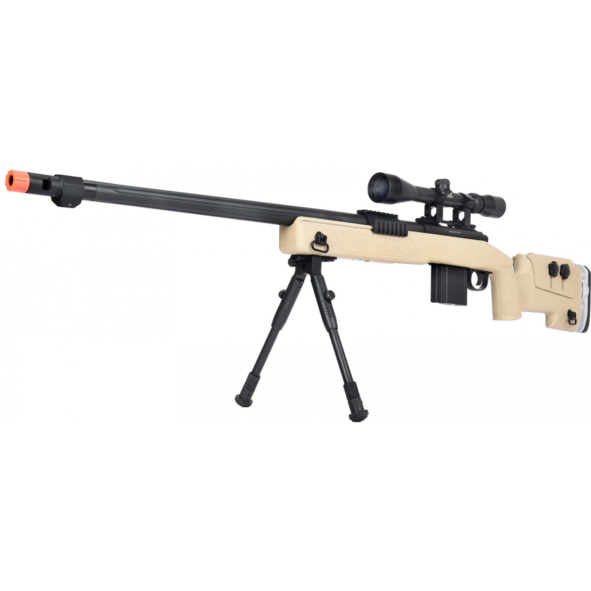 WellFire MB4417 M40A3 Bolt Action Airsoft Sniper Rifle w/ Scope & Bipod