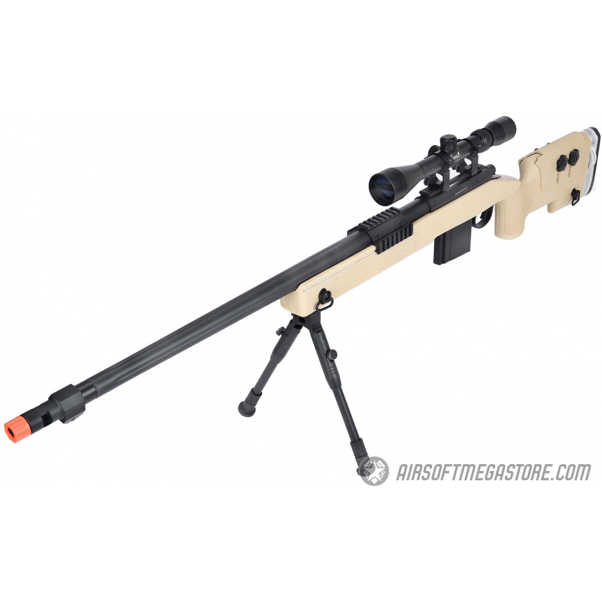 WellFire MB4417 M40A3 Bolt Action Airsoft Sniper Rifle w/ Scope & Bipod