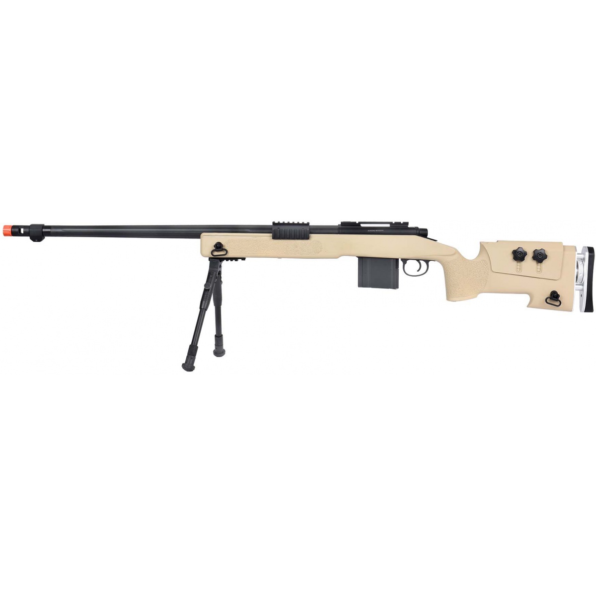 WellFire MB4417 M40A3 Bolt Action Airsoft Sniper Rifle w/ Bipod TAN