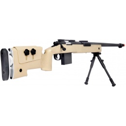 WellFire MB4417 M40A3 Bolt Action Airsoft Sniper Rifle w/ Bipod - TAN