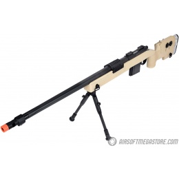 WellFire MB4417 M40A3 Bolt Action Airsoft Sniper Rifle w/ Bipod - TAN