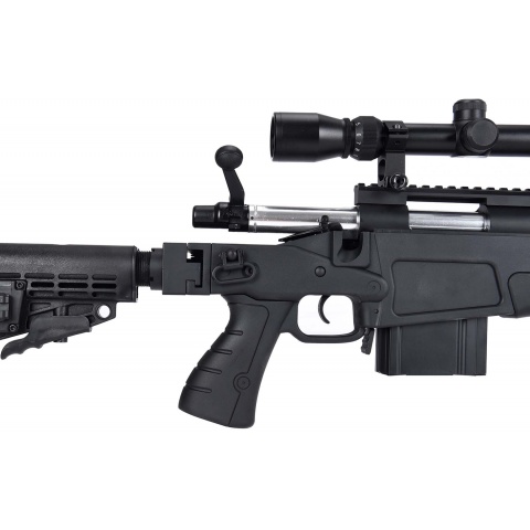 WellFire MB4418-1 Bolt Action Airsoft Sniper Rifle w/ Scope - BLACK