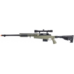 WellFire MB4418-1 Bolt Action Airsoft Sniper Rifle w/ Scope - OD GREEN